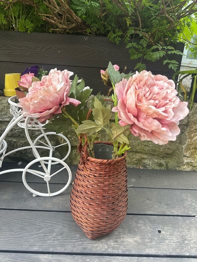 Vintage Japanese Style Flower Basket with Metal Insert