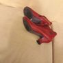 Red Leather & Suede Trim Boots Size 6 Image 4