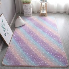 Luminous Carpet Glow in the Dark Rainbow Stars Rugs, Short Plush Sponge Sandwich Soft Comfortable, 60x120cm