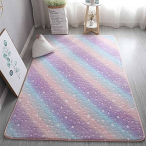 Luminous Carpet Glow in the Dark Rainbow Stars Rugs, Short Plush Sponge Sandwich Soft Comfortable, 60x120cm