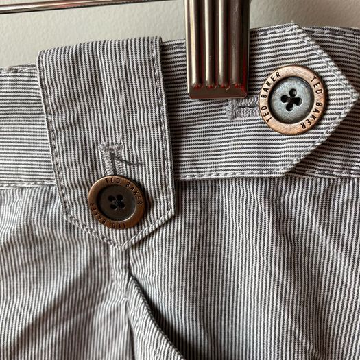 Ted Baker  Pants Striped Cotton Trousers Adjustable Length with Button Details