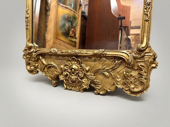 Vintage French Gilt Metal Rococo Revival Mirror