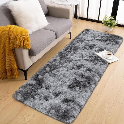 Rugs Living Room 80x160cm, Grey Runner rug for Bedroom, Washable Anti Slip Fluffy Rug Shaggy Soft Modern Floor Carpets Mat Beside Rugs for Kids Hallway Living Room