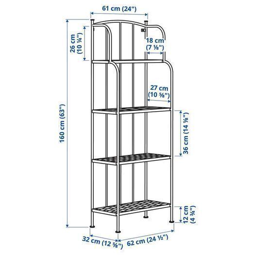 Ikea Lacko outdoor garden metal shelving unit 162cm H x 62cm W