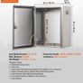 Steel Electrical Box, 40.6 x 30.5 x 15.2 cm, 304 Stainless Steel Electrical Enclosure Box, Wall-Mounted Outdoor Electrical Electronic Equipment Enclosure with Mounting Plate Hinges Lock, IP66 Waterproof Image 5