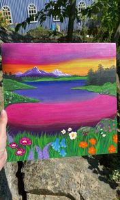 Colourful Acrylic Lake Painting