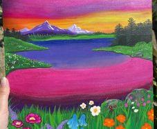 Colourful Acrylic Lake Painting