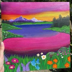 Colourful Acrylic Lake Painting