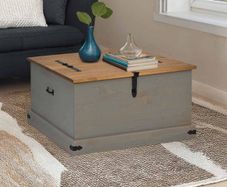 Storage Chest HALDEN Grey 91x91x47 cm Solid Wood Pine