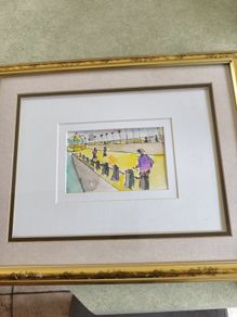 Lovely Water Coloer Framed Picture Of Dunloughaire Walk Co. Dublin Signed Paul Downer.