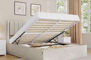 BED FRAME 160 x 200 cm Folding Slatted Base Underbed Storage Headboard Hydraulic System