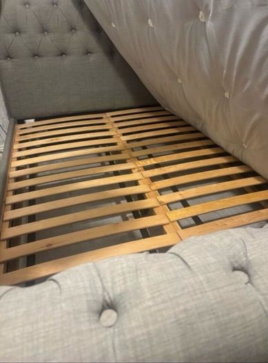 Grey Double Upholstered Chesterfield Bed Frame (FRAME ONLY)