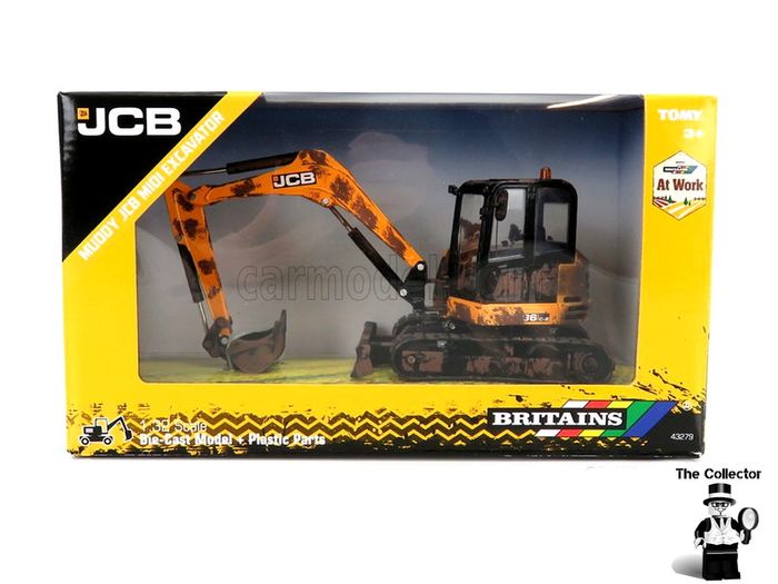 BRITAINS Muddy JCB Midi Excavator 1:32 Brand New Sealed Authentic 1:32 scale model replica.Constructed from die cast metal and plastic.Compatible with most 1:32 scale Britains models.Suitable for indoor and outdoor play.