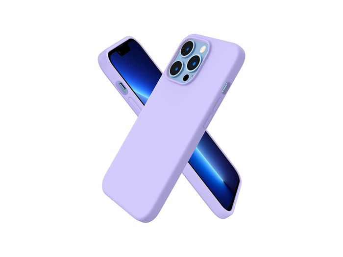 Liquid Silicone Shockproof Case For iPhone 13 Pro Luxury Soft Phone Cover Purple New - FHT4IP13PLK