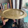 Morroccan Brass Serving Tray Genuine Handmade Image 3
