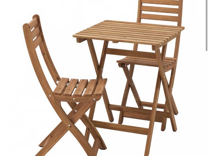 IKEA ASKHOLMEN Outdoor Table and 2 Folding Chairs Set  Good condition