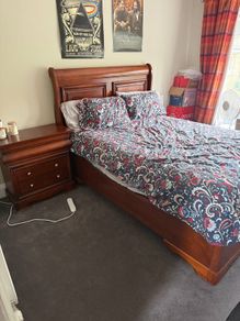Solid wood sleigh bed and matching locker