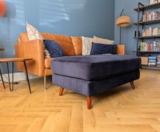EZ Living Bellini Large Navy Velvet Footstool