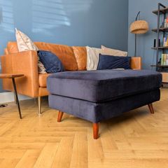 EZ Living Bellini Large Navy Velvet Footstool