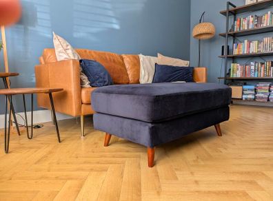 EZ Living Bellini Large Navy Velvet Footstool