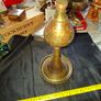 A Beautiful Large Old Brass Vase featuring intricate etched or engraved floral patterns with red enamel inlay, Postage Available or Collection Image 3