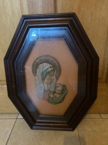 Madonna and child cast framed
