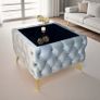 Chesterfield Velvet Square Coffee Table with temp Glass 63x63x45cm Image 6