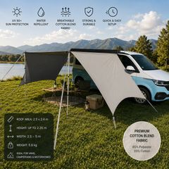 Premium TC Camper Van Awning Sun Canopy with Side Walls UV50