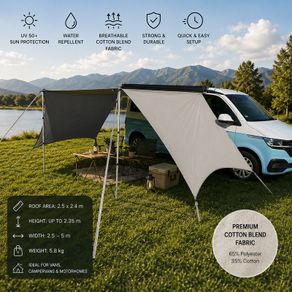 Premium TC Camper Van Awning Sun Canopy with Side Walls UV50