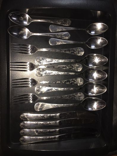 Set cutlery knife fork spoon and tea spoon