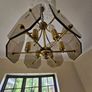 Vintage 1970s Brass & Smoked Glass Starburst Chandelier (MCM / Retro) Image 4