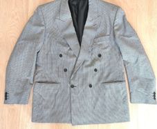 mens blazer Vintage Brendan Kidd Tailored Blazer 44R Grey Check Double Breasted Smart Jacket