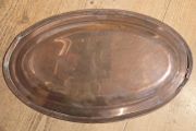 2 Antique Copper Serving Dishes Oval &amp; Round
