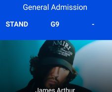 2 james arthur entry and hospitality tickets