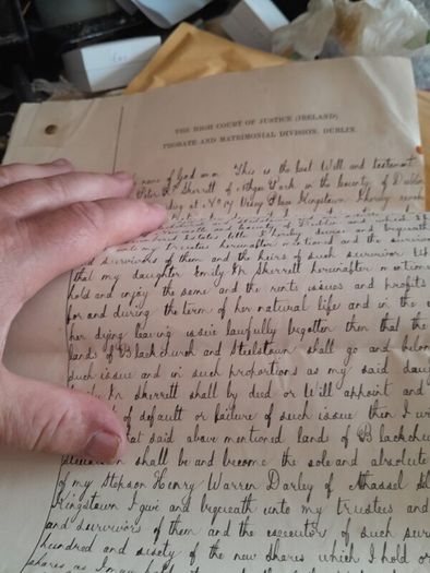 1890 irish hand written document