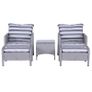 5 Pcs PE Rattan Garden Furniture Set, 2 Armchairs 2 Stools Glass Top Table Cushions Wicker Weave Chairs Outdoor Seating Image 9
