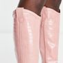 ASOS DESIGN Catapult Heeled Western Knee Boots Pink Croc Size 5! Image 3