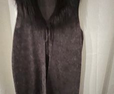 Wine Fur Collar Sleeveless Cardigan