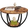 28" Round Coffee Table with Storage,2 Tier Wood Ac Image 5