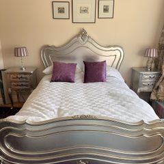 Silver Antique Style solid wood Bed