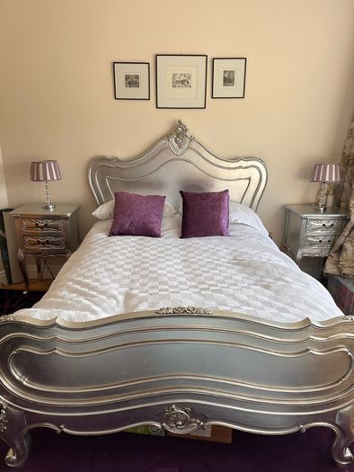 Silver Antique Style solid wood Bed