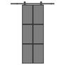 Sliding Door with Hardware Set 76x205 cm Tempered Glass&Aluminium Image 2