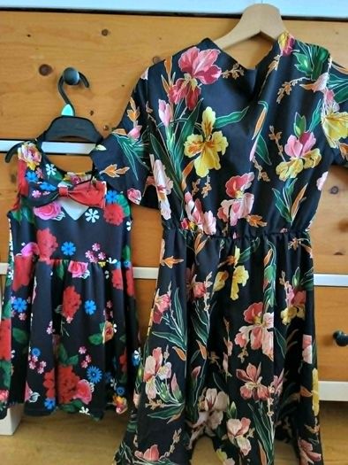 Matching Black Floral Dresses