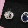 Pandora Halo Oval cut Sparkling Blue Earring New Image 3