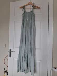 Green floral summer maxi dress