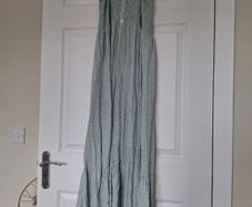 Green floral summer maxi dress