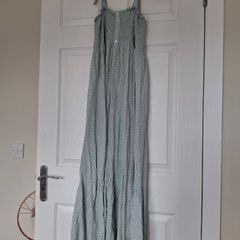 Green floral summer maxi dress