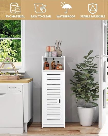 Waterproof Bathroom Cabinets, Storage Accessories Floor Standing Cabinet for Bathroom,Furniture for Bedroom Kitchen Hallway,Storage Cupboard Unit with Daily use Layer 80x20x24cm