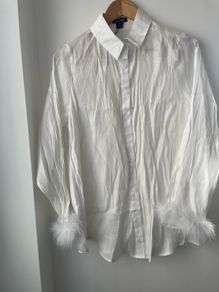 Boohoo oversized shimmer feather shirt size 10