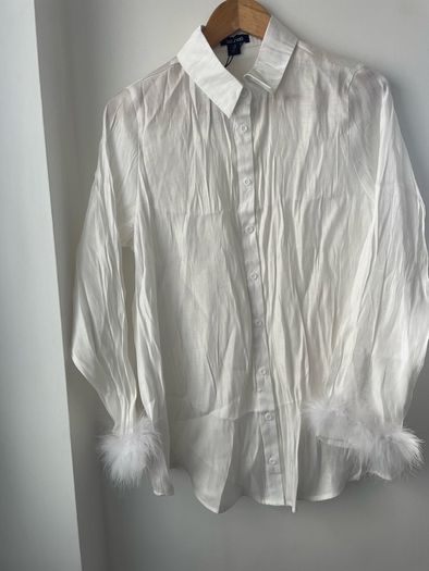 Boohoo oversized shimmer feather shirt size 10